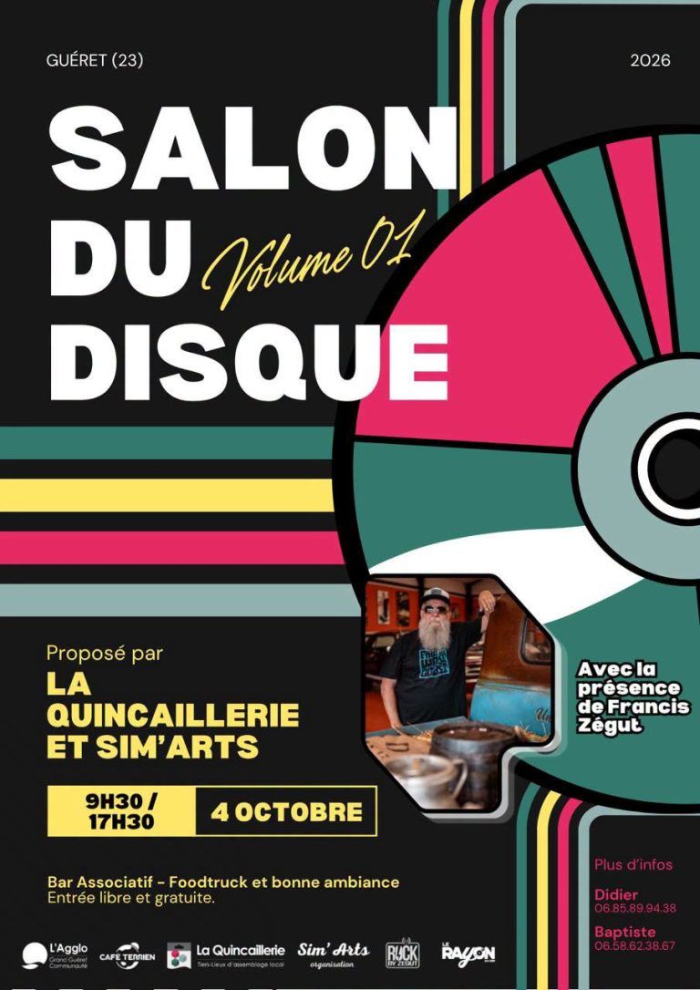 Affiche du Salon du Disque Volume 01 à Guéret le 4 octobre 2026